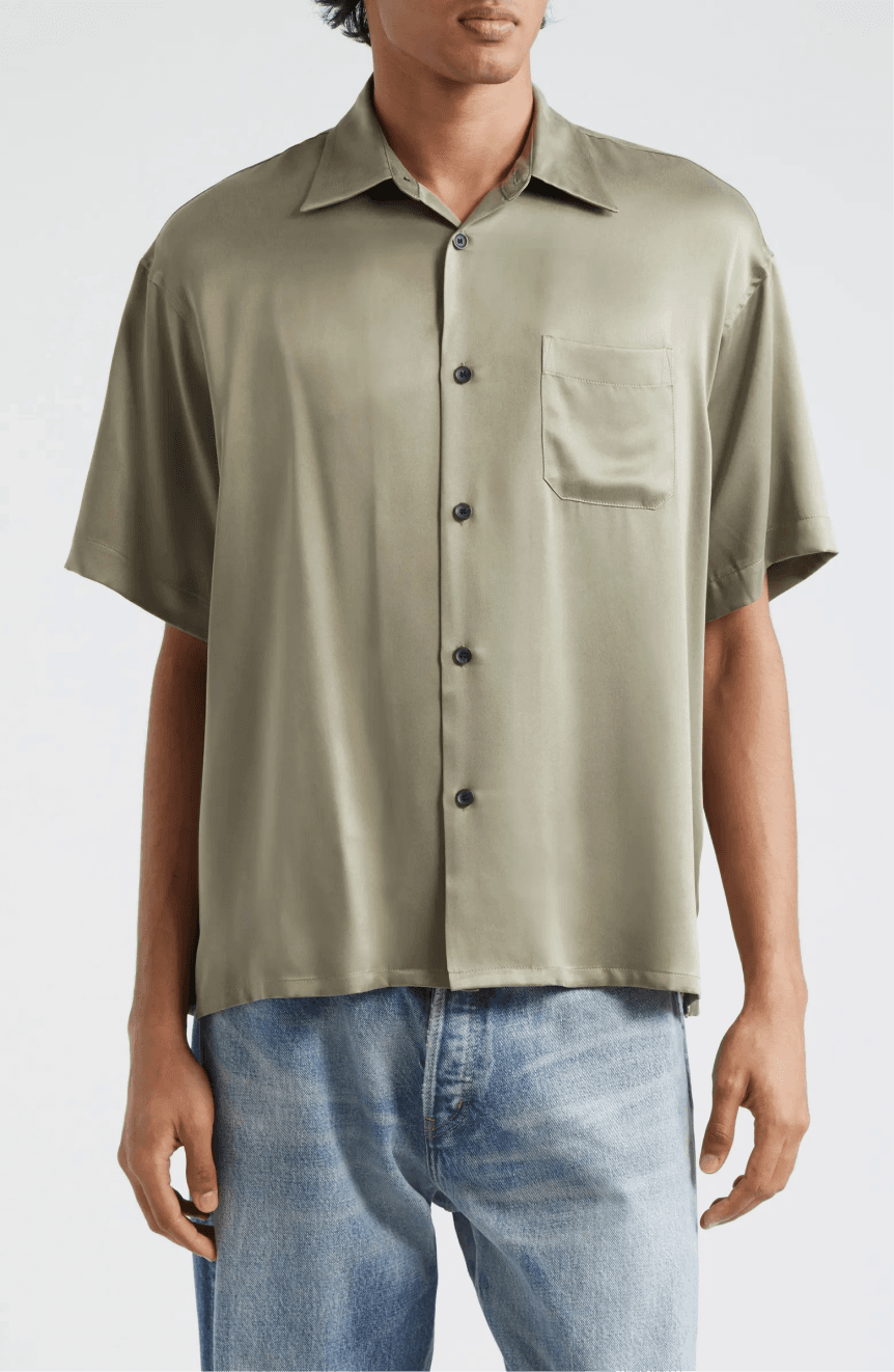Oversized Silk Button-Up